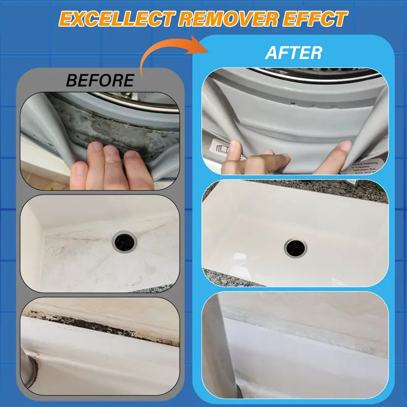 Mold Remover Gel with Scrub Brush – Heavy Duty Mildew Stain Cleaner for Washer Gasket, Shower Caulk, Tile Grout & Bathroom – 7 Fl Oz Household
