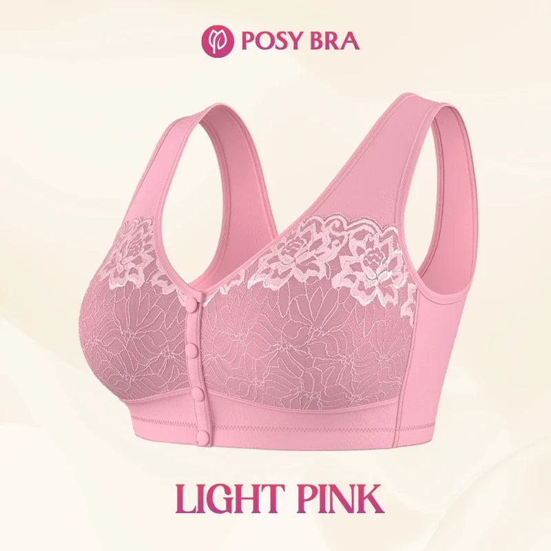 Comfortable Front Closure Cotton Shaping Bra for Seniors