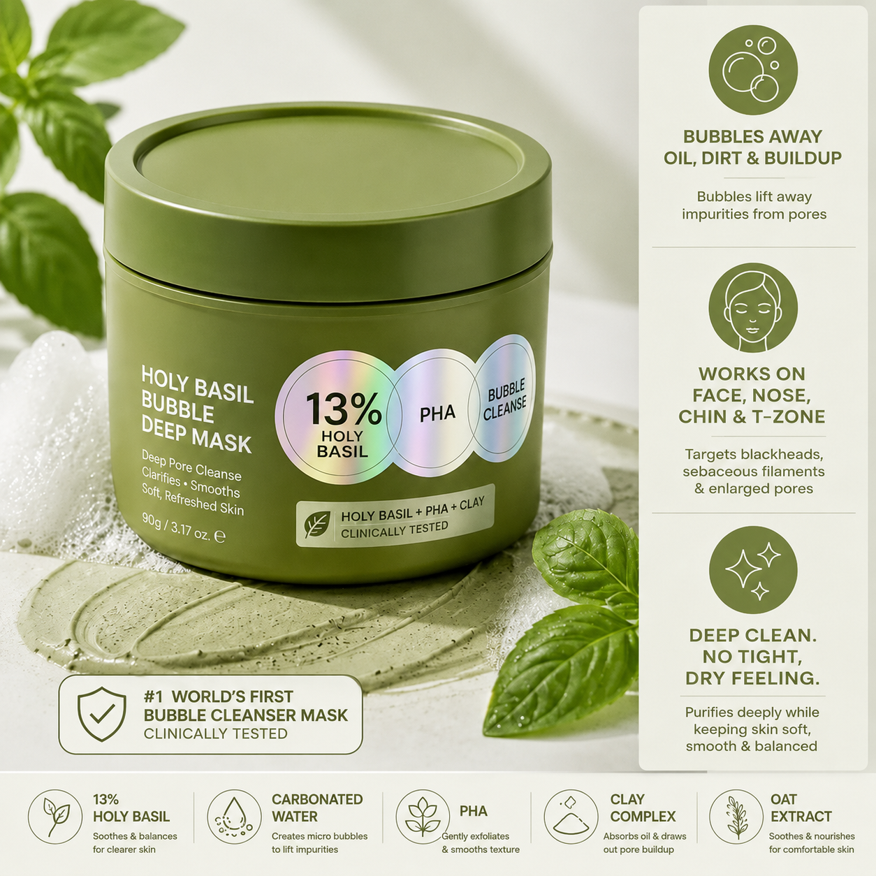 Holy Basil Bubble Deep Mask