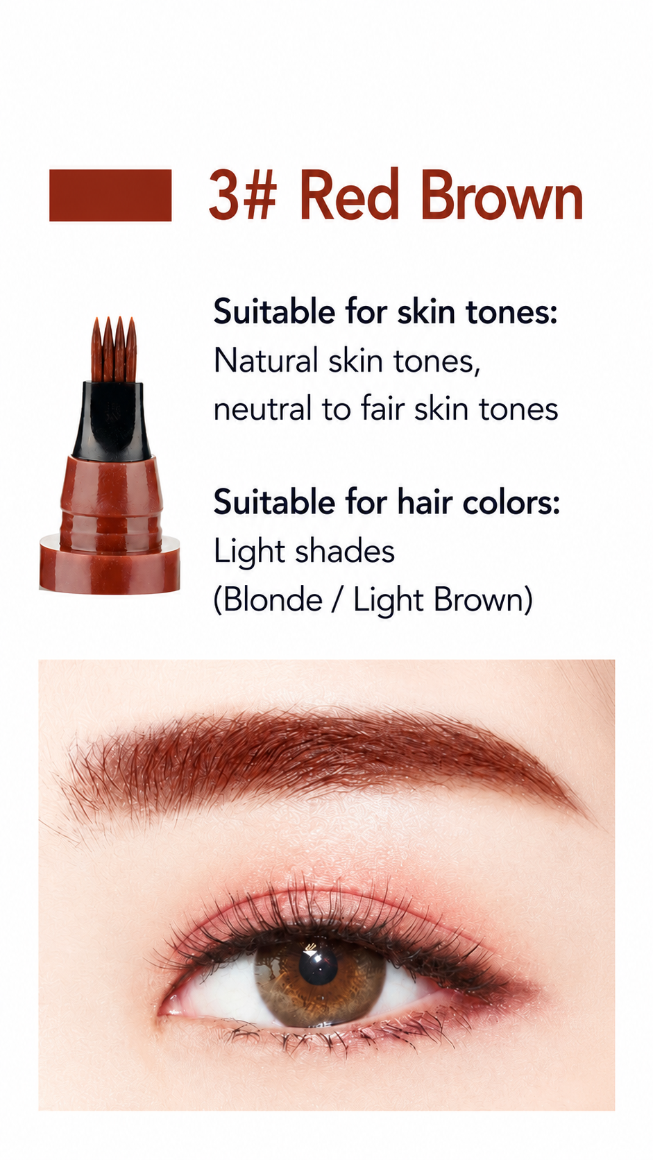 Foxexpro-Four-fork eyebrow pencil, water-resistant and sweat-proof