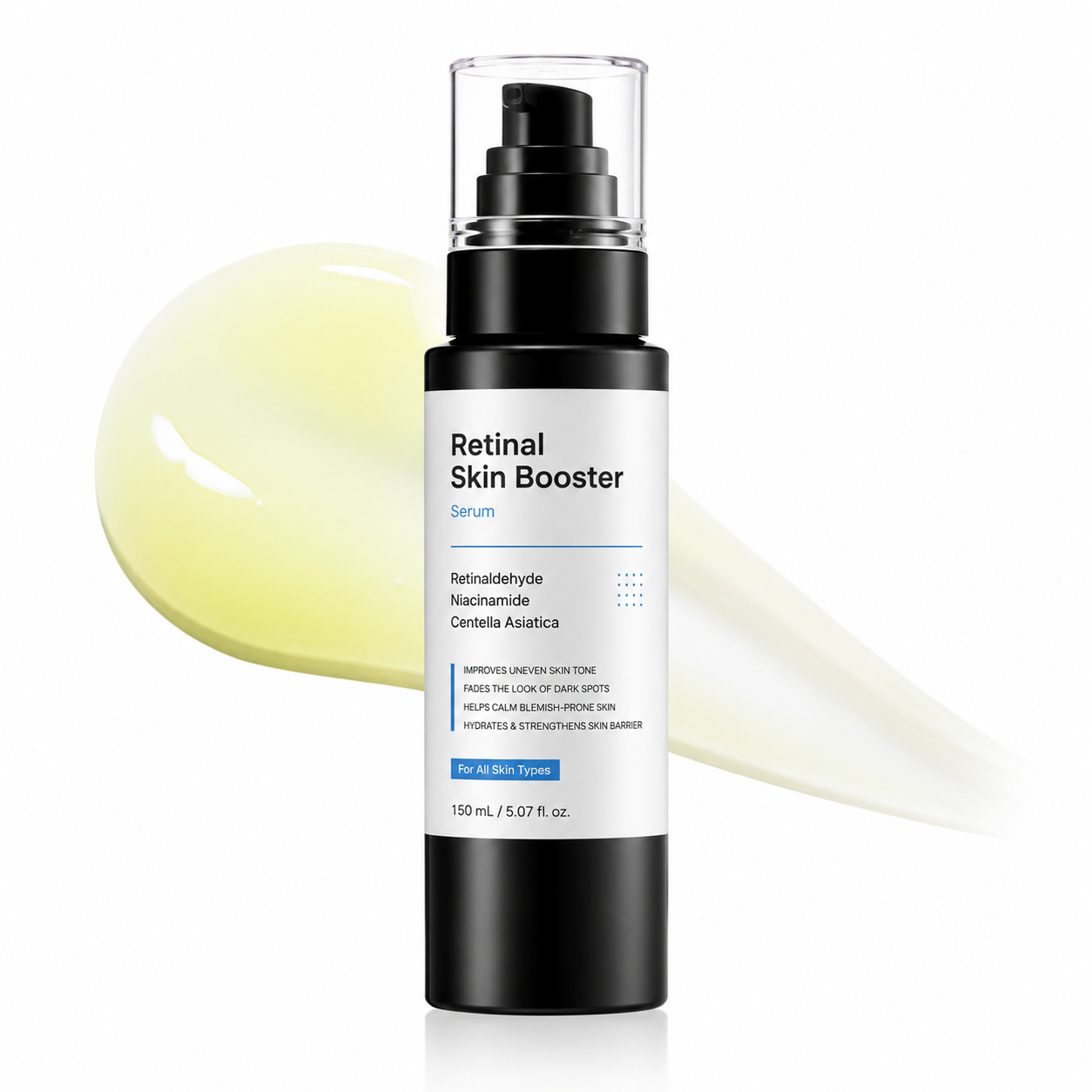 Retinal Skin Booster Serum 5.07 fl oz | Retinaldehyde, Niacinamide & Cica | Korean Hydrating Face & Body Serum for Dark Spots, Blemishes, Acne-Prone & Uneven Skin