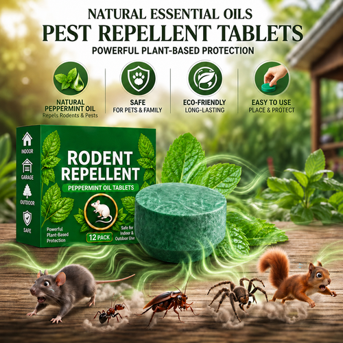 💥LAST DAY SALE 50%OFF💥🟢 Natural Peppermint Rodent Repellent Tablets – 12 Pack