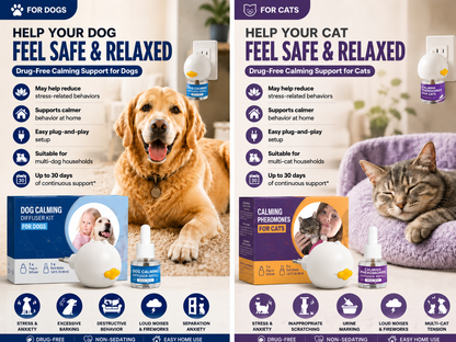 Stop Pet Anxiety Fast - Calming Pheromone Diffuser for Cats &Dogs