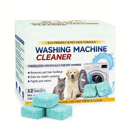 🔥Eco-Friendly Washing Machine Cleaner Tablets (12 Count) | Pet Safe Odor Neutralizer & Deep Clean Descaler for Fresh, Grime-Free Washers