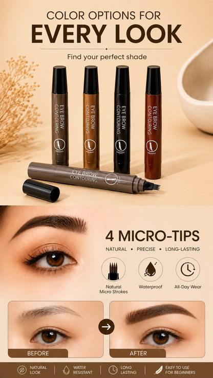 Foxexpro-Four-fork eyebrow pencil, water-resistant and sweat-proof